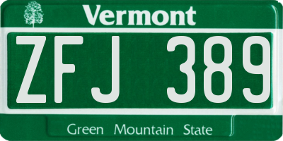 VT license plate ZFJ389