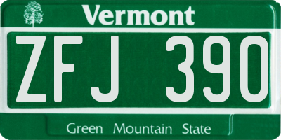 VT license plate ZFJ390