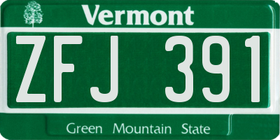 VT license plate ZFJ391
