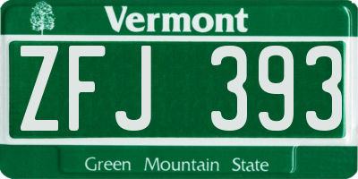 VT license plate ZFJ393