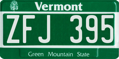VT license plate ZFJ395