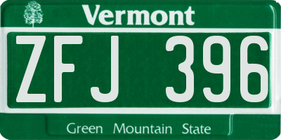 VT license plate ZFJ396