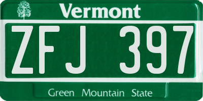 VT license plate ZFJ397