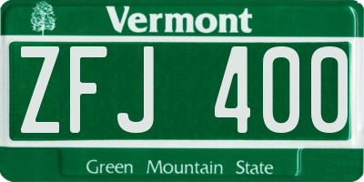 VT license plate ZFJ400