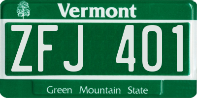 VT license plate ZFJ401