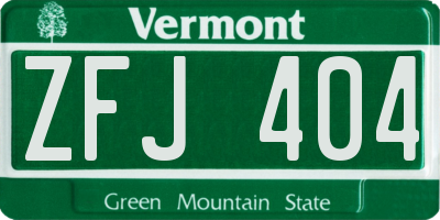 VT license plate ZFJ404