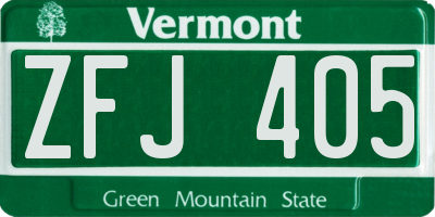 VT license plate ZFJ405