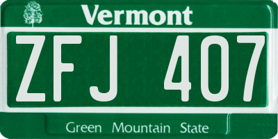 VT license plate ZFJ407