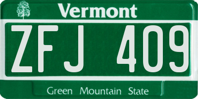 VT license plate ZFJ409