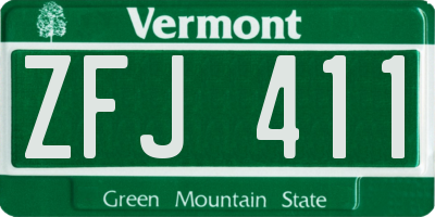 VT license plate ZFJ411