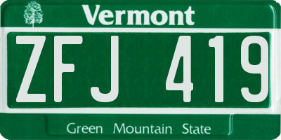VT license plate ZFJ419