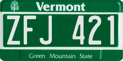 VT license plate ZFJ421