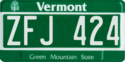 VT license plate ZFJ424
