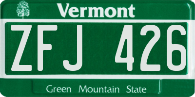 VT license plate ZFJ426