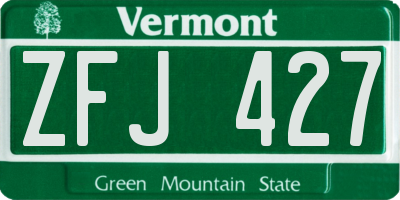 VT license plate ZFJ427