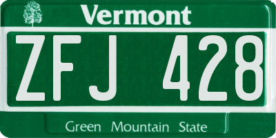 VT license plate ZFJ428