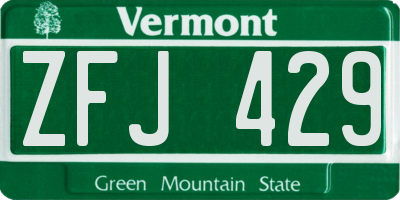 VT license plate ZFJ429