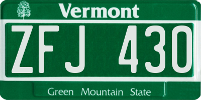 VT license plate ZFJ430