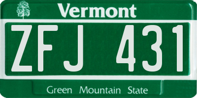 VT license plate ZFJ431