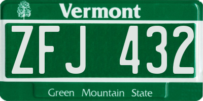 VT license plate ZFJ432