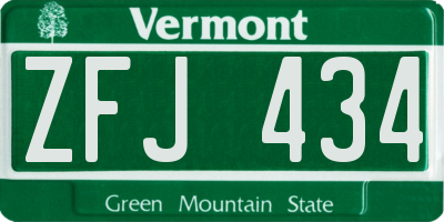 VT license plate ZFJ434