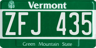 VT license plate ZFJ435