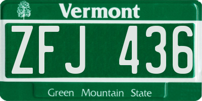 VT license plate ZFJ436