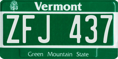 VT license plate ZFJ437