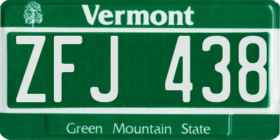 VT license plate ZFJ438