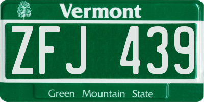 VT license plate ZFJ439