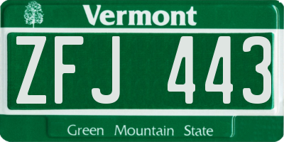 VT license plate ZFJ443