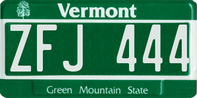 VT license plate ZFJ444
