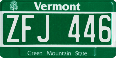 VT license plate ZFJ446
