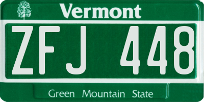 VT license plate ZFJ448