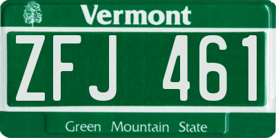 VT license plate ZFJ461