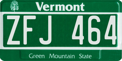 VT license plate ZFJ464