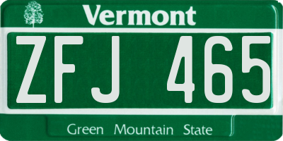 VT license plate ZFJ465