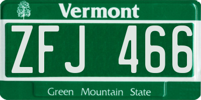 VT license plate ZFJ466