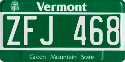 VT license plate ZFJ468