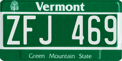 VT license plate ZFJ469