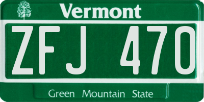 VT license plate ZFJ470