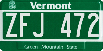 VT license plate ZFJ472