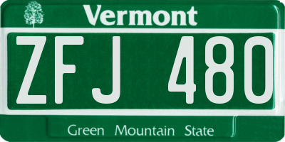 VT license plate ZFJ480