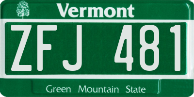 VT license plate ZFJ481