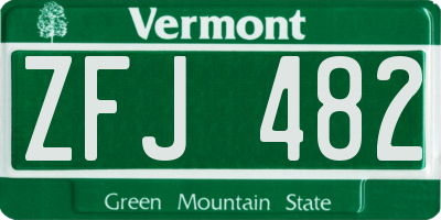 VT license plate ZFJ482