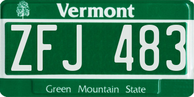 VT license plate ZFJ483