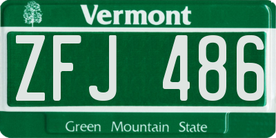 VT license plate ZFJ486