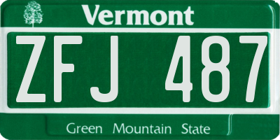 VT license plate ZFJ487