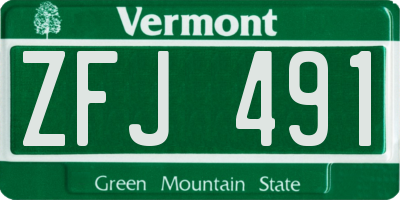 VT license plate ZFJ491