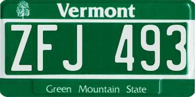 VT license plate ZFJ493